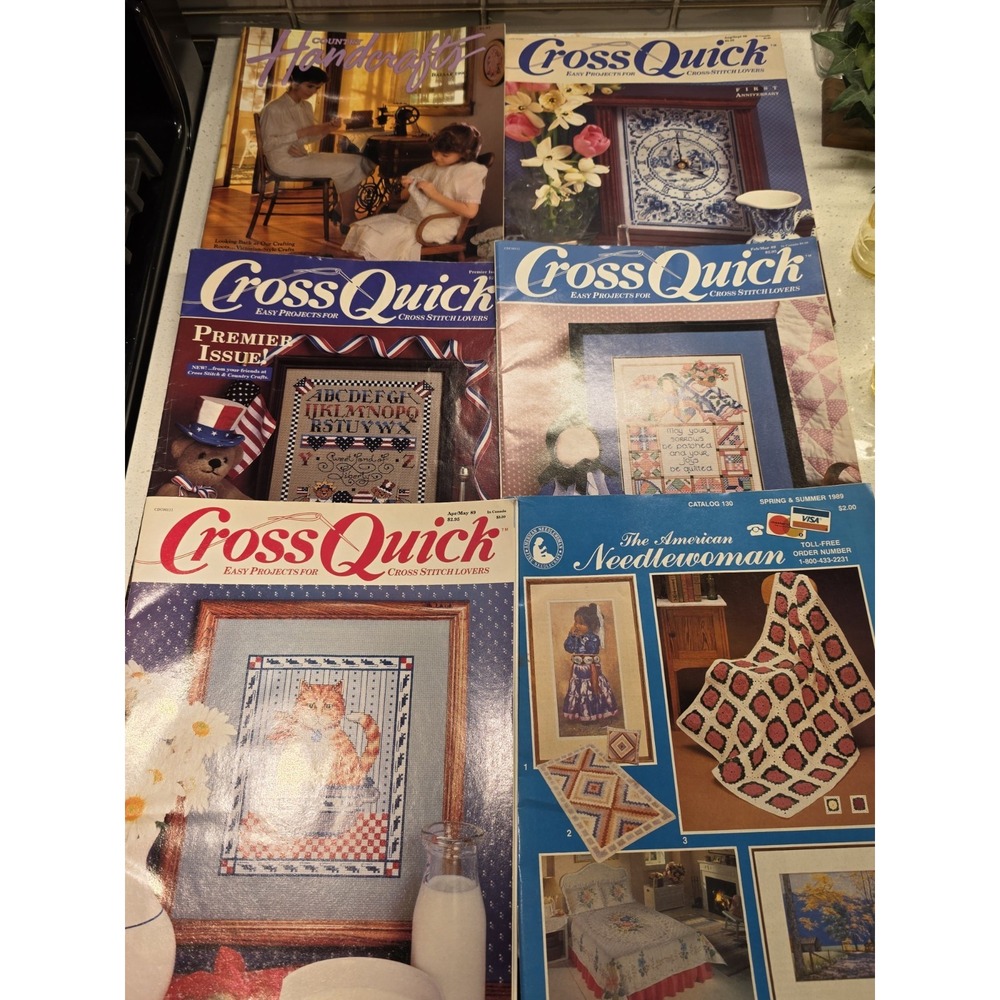 VTG Lot of 6 Cross Quick Magazines Quick and Easy Cross Stitch Projects 80s